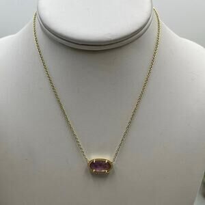 Kendra Scott Designer Elisa Gold Plate February Amethyst Short Pendant Necklace